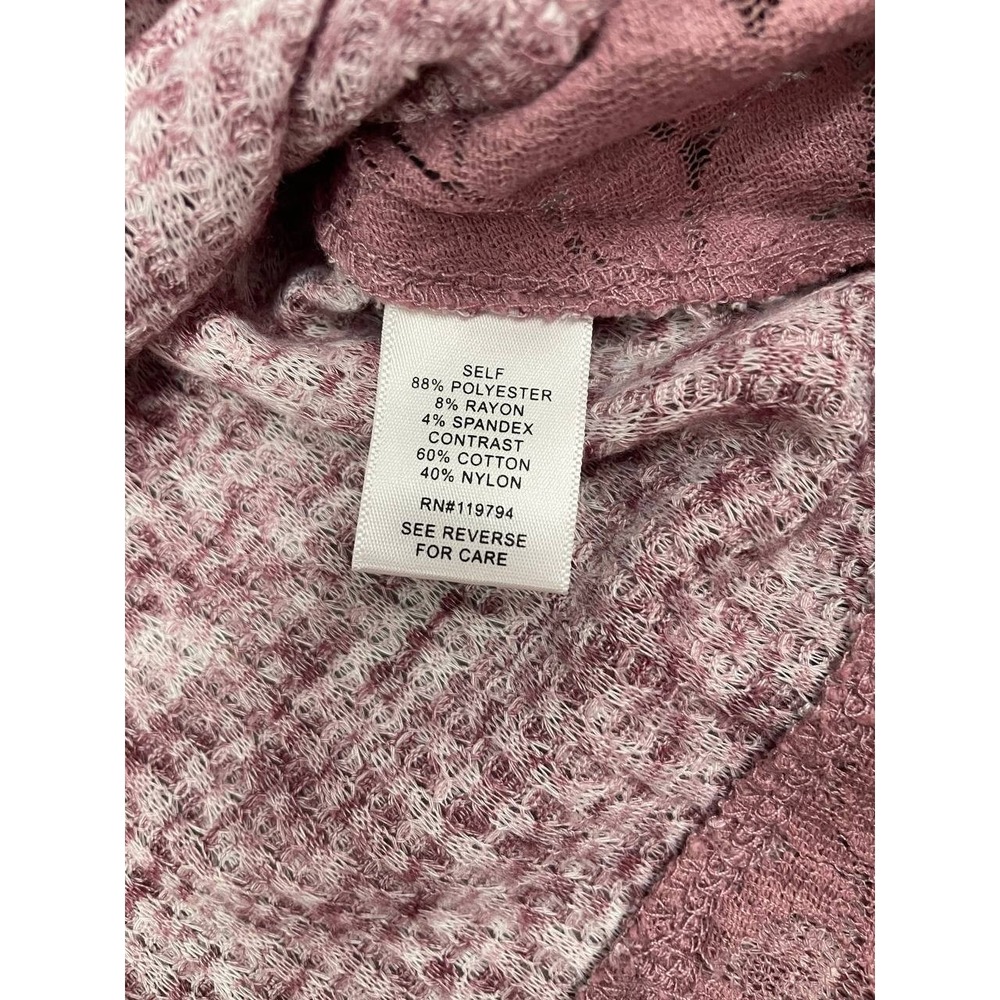 One‎ World Blouse Top Womens 2X Mauve Knitted Shirt Eyelet Trim - Picture 5 of 8